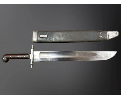 An Austrian M 1853/89 Pioneer sword and scabbard, 63cm long overall