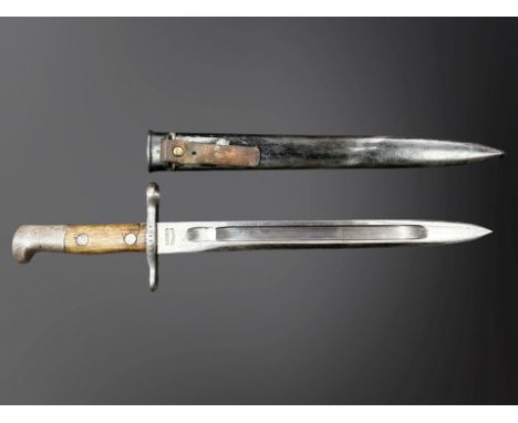 A Swiss Ordonnanz M 1911 bayonet and scabbard, stamped 'Waffenfabrik Neuhausen'.