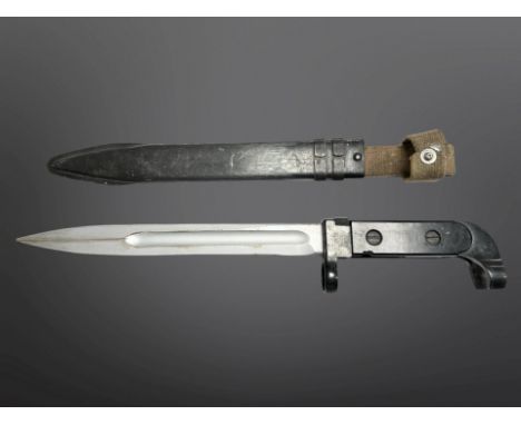 A Soviet Russian model 1968 SVD/AKM Kalashnikov knife bayonet, the scabbard with incorporated wire cutter.