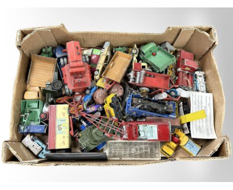A quantity of vintage play-worn die-cast vehicles including Corgi, Dinky, etc. (1 box)