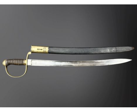 A Victorian Police Constabulary short sword/hanger with later locking catch type and scabbard, blade 55cm. 