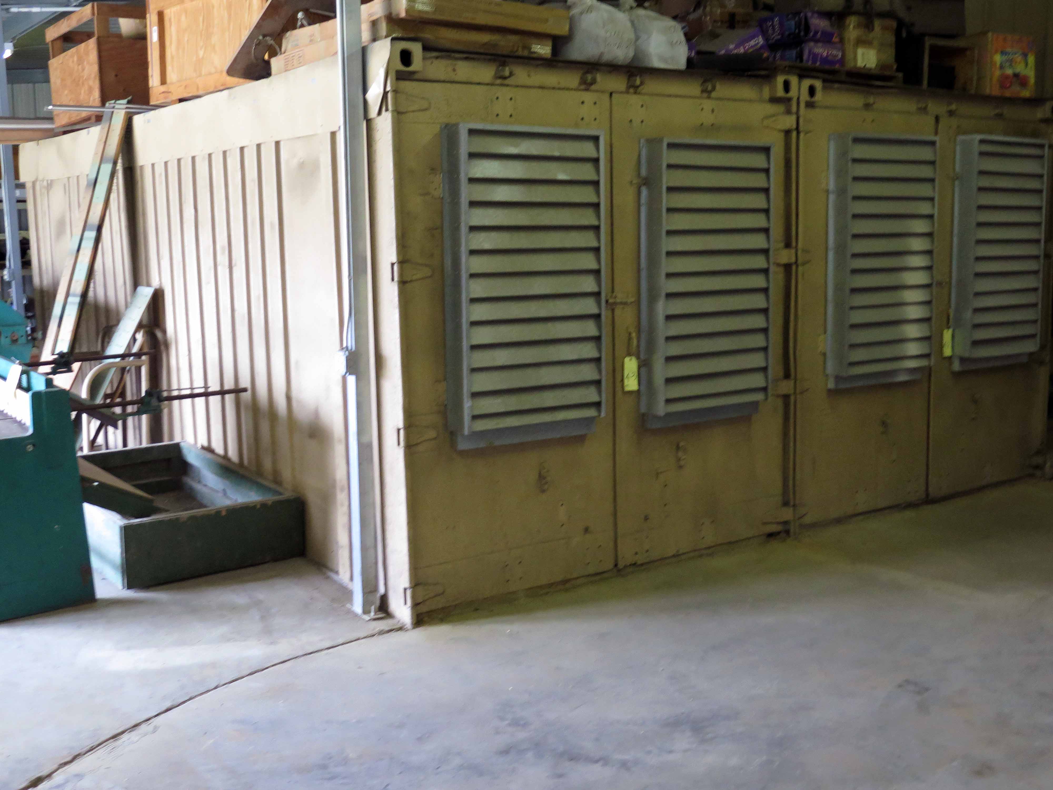 SPRAY BOOTH, CUSTOM, built w/20â€™ connex shipping containers, sgl. end