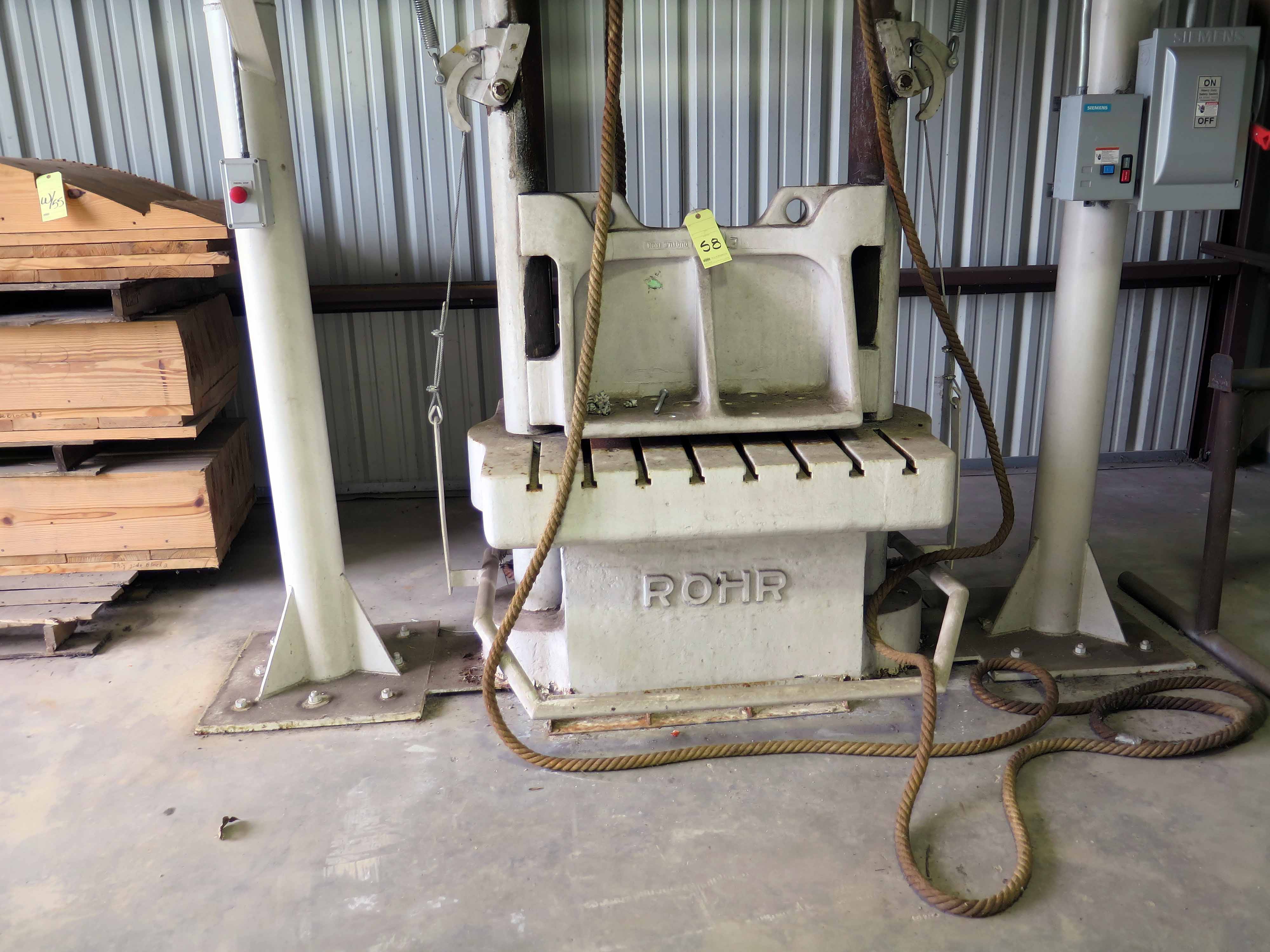 ROPE DROP HAMMER, ROHR 1,000 LB. CAP., 36" x 48" bed, 24" x 32" ram