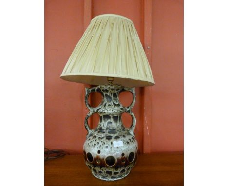 A West German brown glazed table lamp 