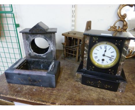 A 19th Century French Belge noir mantle clock, a case and a movement 