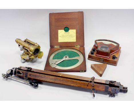 Cooke, Troughton &amp; Simms Brass Level  SO34327 with tripod, together with a Stanley 360 degree protractor in original case