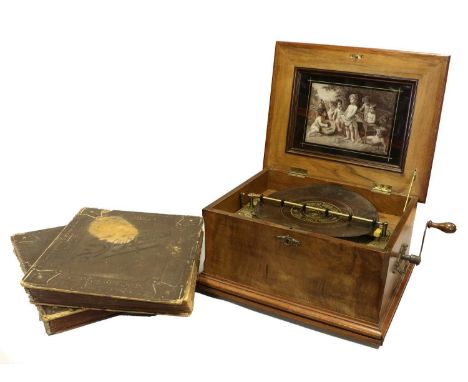 A Symphonion Style No. 25N 11.3/4" Disc Musical Box serial no. 239323, with patent 'Sublime-Harmonie' combs, oak soundboards,