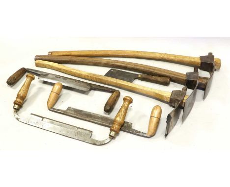 Woodworking Tools including three Adzes and three Drawknives (6)