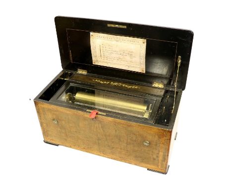 A Good Hidden Drum And Bells Musical Box Playing Eight Airs, By B. A. Bremond serial no. 30407, playing a selection of operat