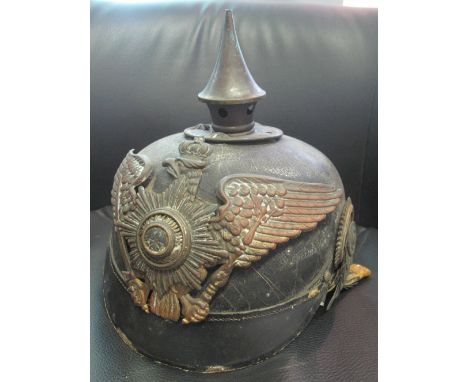 IMPERIAL GERMAN 1887 TO 1915 PATTERN, OTHER RANKS, PRIVATE PURCHASE, PRUSSIAN GUARD RESERVE PICKELHAUB GILT METAL MOUNTED HEL
