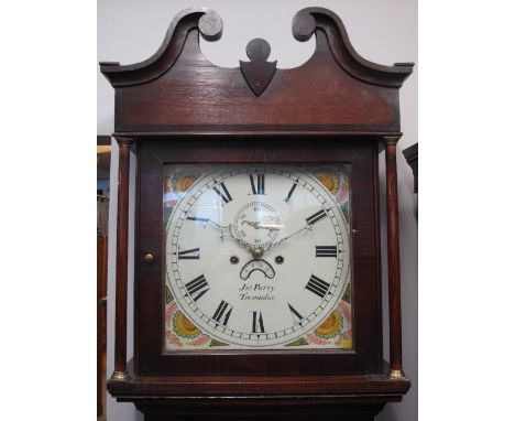 EARLY 19TH CENTURY WELSH OAK EIGHT DAY LONG CASE CLOCK by Jonathan Parry of Tremadog, the case with broken swan neck pediment