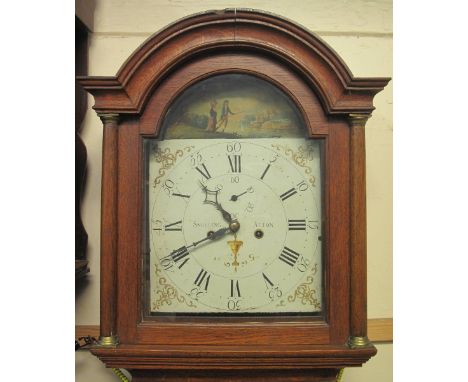 LATE 18TH/EARLY 19TH CENTURY EIGHT DAY, OAK, LONG CASE CLOCK, marked: Snelling of Alton, the case with arch moulded hood over