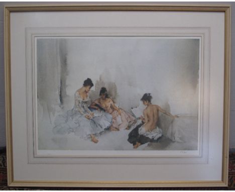 SIR WILLIAM RUSSELL FLINT, (British, 1880-1969), study of three women reading letters.  Limited edition coloured print, no. 6