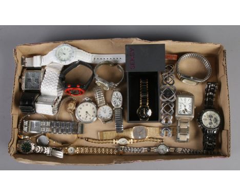 A quantity of men's and ladies wristwatches, to include manual wind examples.  