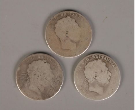 Three George III silver crowns.  