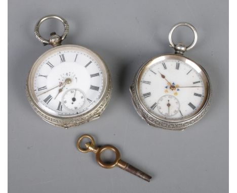 Two silver pocket watches.  