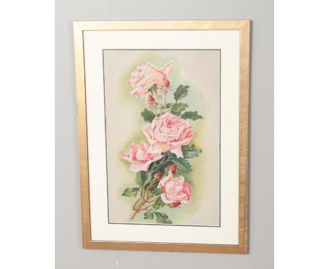 A large portrait watercolour, depicting roses. Signed Fred Baker 1913 to the bottom right (45cm x 28cm).  