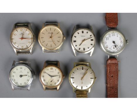 Seven manual watches. Including trench watch, Vitessa, Paragon, Trafalgar, etc.  