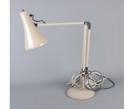 A grey angle poise adjustable table lamp.  
