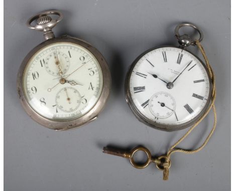 Two silver pocket watches. Including J.W. Benson example, etc.  