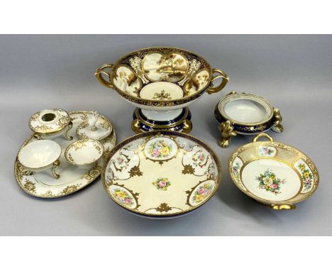 NORITAKE ASSORTMENT - to include bowls on three footed stand, 18cms the tallest, Noritake dressing table ware, and another bo