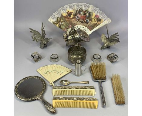 MIXED SILVER, PLATED WARE &amp; COLLECTABLES GROUP - to include a Victorian sugar box with scoop, Eastern white metal bowl wi