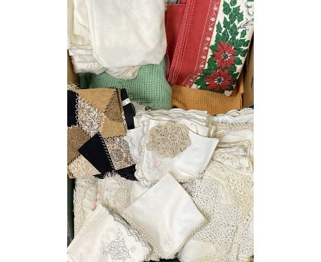 ASSORTED TABLE &amp; OTHER LINEN (two boxes)