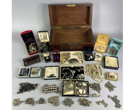 DESIGNER VINTAGE &amp; LATER JEWELLERY COLLECTION - in a mahogany lidded box to include a Carl Ove Frydenberg sterling silver