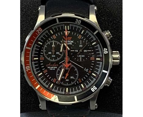 VOSTOK EUROPE ANCHOR CHRONOMETER WRISTWATCH - in stainless steel with leather strap, Product No 0619/3000, in original presen