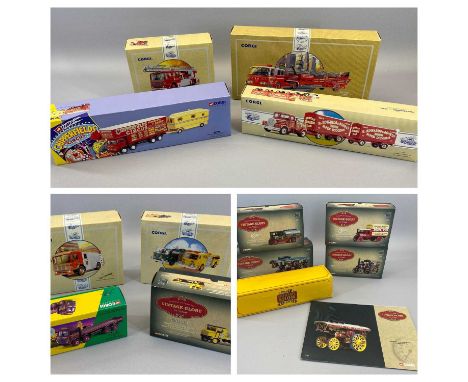 BOXED CORGI DIECAST CIRCUS VEHICLES - fire engines and steam wagons, ETC, 13 items to include 97920 Edwards Amusements, 97888