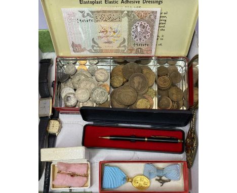 MIXED JEWELLERY, COINAGE &amp; COLLECTABLES GROUP - to include Masonic silver and other metal jewellery in a Donald A Light M