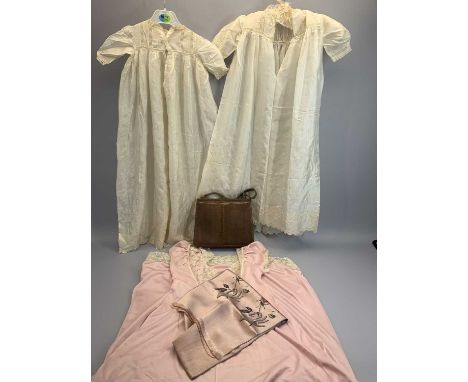 1970s OSSIE CLARK &amp; OTHER NYLON &amp; SILK GARMENTS (4) along with a snake/lizard skin vintage lady's handbag, to include