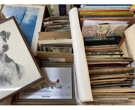 MIXED EPHEMERA - to include vintage and later folding maps, Brownie and Girl Guide annuals and other books, vintage postcards