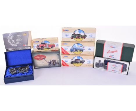 Seven Corgi Commercial Models, 80107 Fowler B6 Super Lion Showmans Engine, 80112 Vintage Glory Of Steam Fowler B6 Crane Engin
