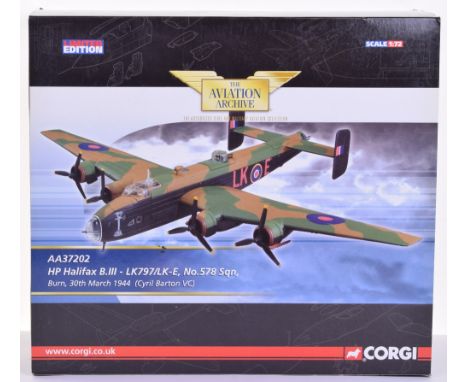 Corgi The Aviation Archive HP Halifax B.III- AA37202-LK797/LK-E, No.578 Sqn, Burn, 30th March 1944 (Cyril Barton VC) 1:72 Sca