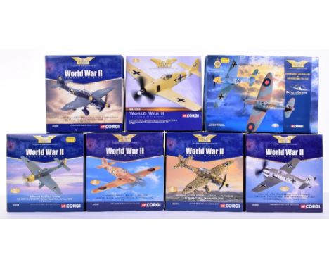 Seven Corgi The Aviation Archive Models,32003 Hawker Hurricane MkIID BP188/JV-Z with certificate,AA32501 Junkers Ju-87 Stuka 