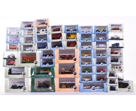 Fifty Five Oxford Diecast 1:76 Commercials/Cars, including Showmans Engines, Green Goddess Fire Engine, Lancashire police MGB