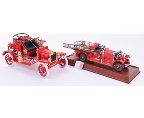 Two Franklin Mint Precision Fire Engine Models, 1922 Ahrens-Fox R-K-4  Pumper, 1:32 scale and 1916 Ford Model T Fire Engine 1