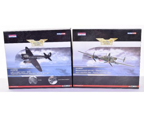 Two Corgi The Aviation Archive Models, 1:72 Scale, AA36708 Ju88 C-4 Night Fighter, without certificate in very good  boxed co