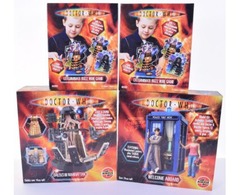 Two Airfix Doctor Who Model Kits, Daleks In Manhattan and Welcome aboard, plus 2 x Ideal Exterminate Buzz wire Games,all in m