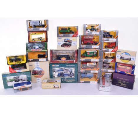 Quantity of Corgi Classics, including 4 x Trams,2 x Thornycroft Buses, 2 x AEC forward control lorries, Bedford O series Van,