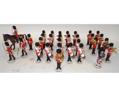 Corgi Icon Scots Guards Models 75mm scale matt finish, nineteen piece Drum and Fife Band, with eight other musicians, mounted