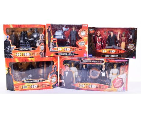 Five Character Doctor Who Action Figure Sets, including scarce Army of Ghosts Figure Set,Doomsday Set, Voyage of The Damned g