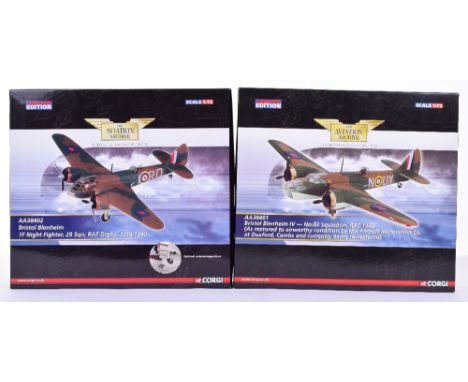 Two Corgi The Aviation Archive Models AA38401 Bristol Blenheim IV, No.82 sqn and AA38402 Bristol Blenheim 1F Night Fighter  b
