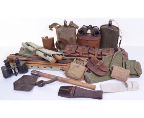 Quantity of Military Equipment, including 2x British army water bottles with felt covers (one with harness), pair of WD stamp