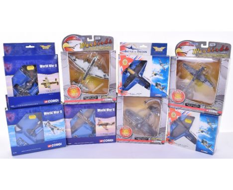 Eight Corgi The Aviation Archive Models,1:144 scale,AA30201 Avro Lancaster Just Jane’ 1:72 scale AA30701 Hawker Hurricane,AA3