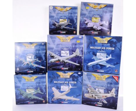 Eight Corgi The Aviation Archive Military Models, 1:144 scale,AA31602 HP Victor K2 ‘Lusty Linda’ AA31701 Sunderland Mk V Norw