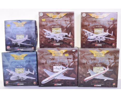 Six Corgi The Aviation Archive Models,1:144 scale, Berlin Airlift 47111 Douglas Dakota, 47205 Avro York ,Frontier Airliners, 