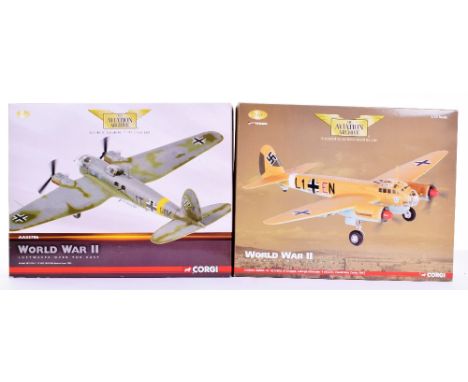 Two Corgi The Aviation Archive Models AA33706 Heinkel HEIIH-4 Eastern Front 1942, never issued with certificate and AA36701 J