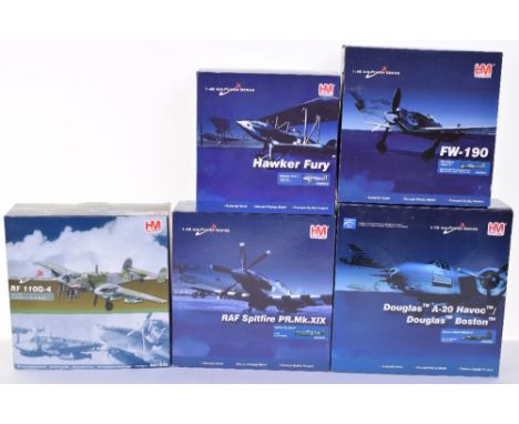 Five Hobby Master Air Power Models, 1:48 scale, PL965 Spitfire PR. Mk.XI, HA4202 Douglas Boston Mk.IV BZ507/Y, HA1805 BF 110G